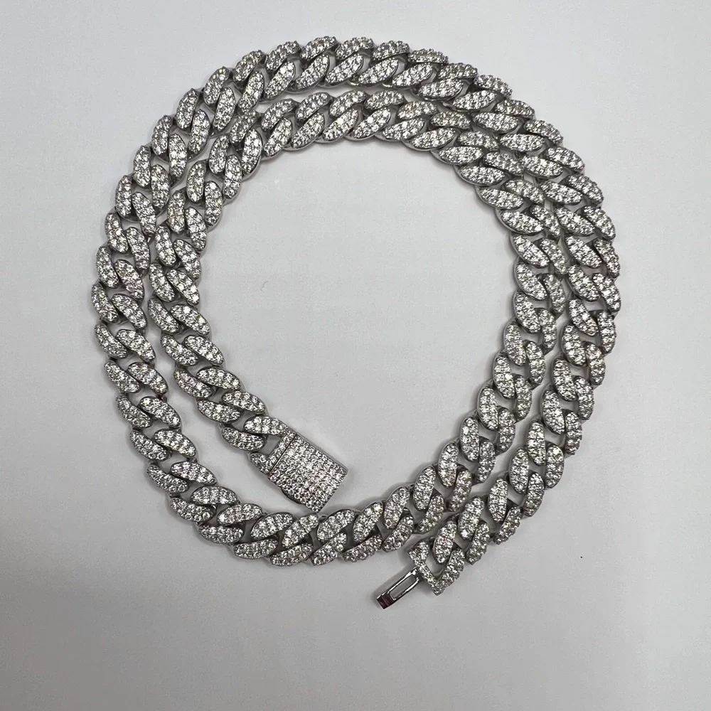 925 Sterling Silver 20.00CTW MOISSANITE Cuban Link Chain Men’s Necklace 20”